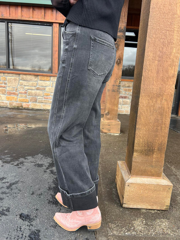 Vervet Violet Super High Rise Cuffed Baggy Wide Leg Jeans-Women's Denim-Flying Monkey-Lucky J Boots & More, Women's, Men's, & Kids Western Store Located in Carthage, MO