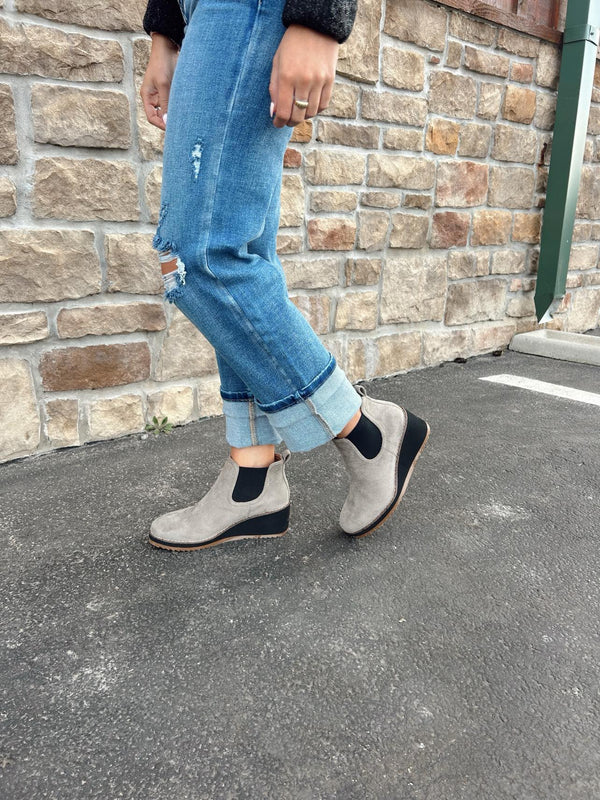 Corkys Love you a Latte in Grey Suede Booties-Women's Booties-Corkys Footwear-Lucky J Boots & More, Women's, Men's, & Kids Western Store Located in Carthage, MO