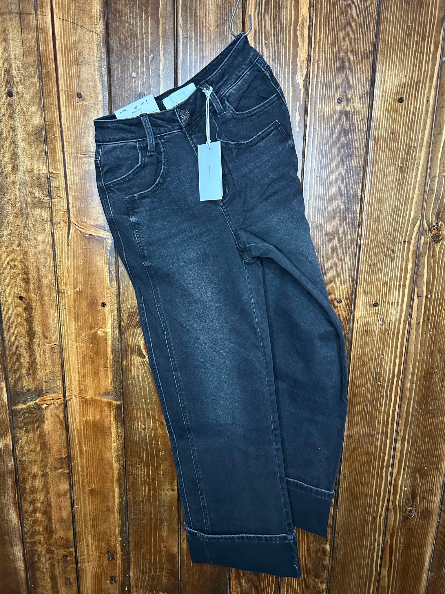 Vervet Violet Super High Rise Cuffed Baggy Wide Leg Jeans-Women's Denim-Flying Monkey-Lucky J Boots & More, Women's, Men's, & Kids Western Store Located in Carthage, MO