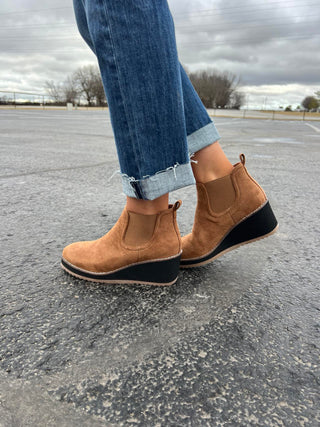 Corkys Love you a Latte in Tobacco Faux Suede Booties *FINAL SALE*-Women's Booties-Corkys Footwear-Lucky J Boots & More, Women's, Men's, & Kids Western Store Located in Carthage, MO