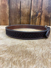 Texas Saddlery Waffle Tooled Belt-Belts-Texas Saddlery-Lucky J Boots & More, Women's, Men's, & Kids Western Store Located in Carthage, MO