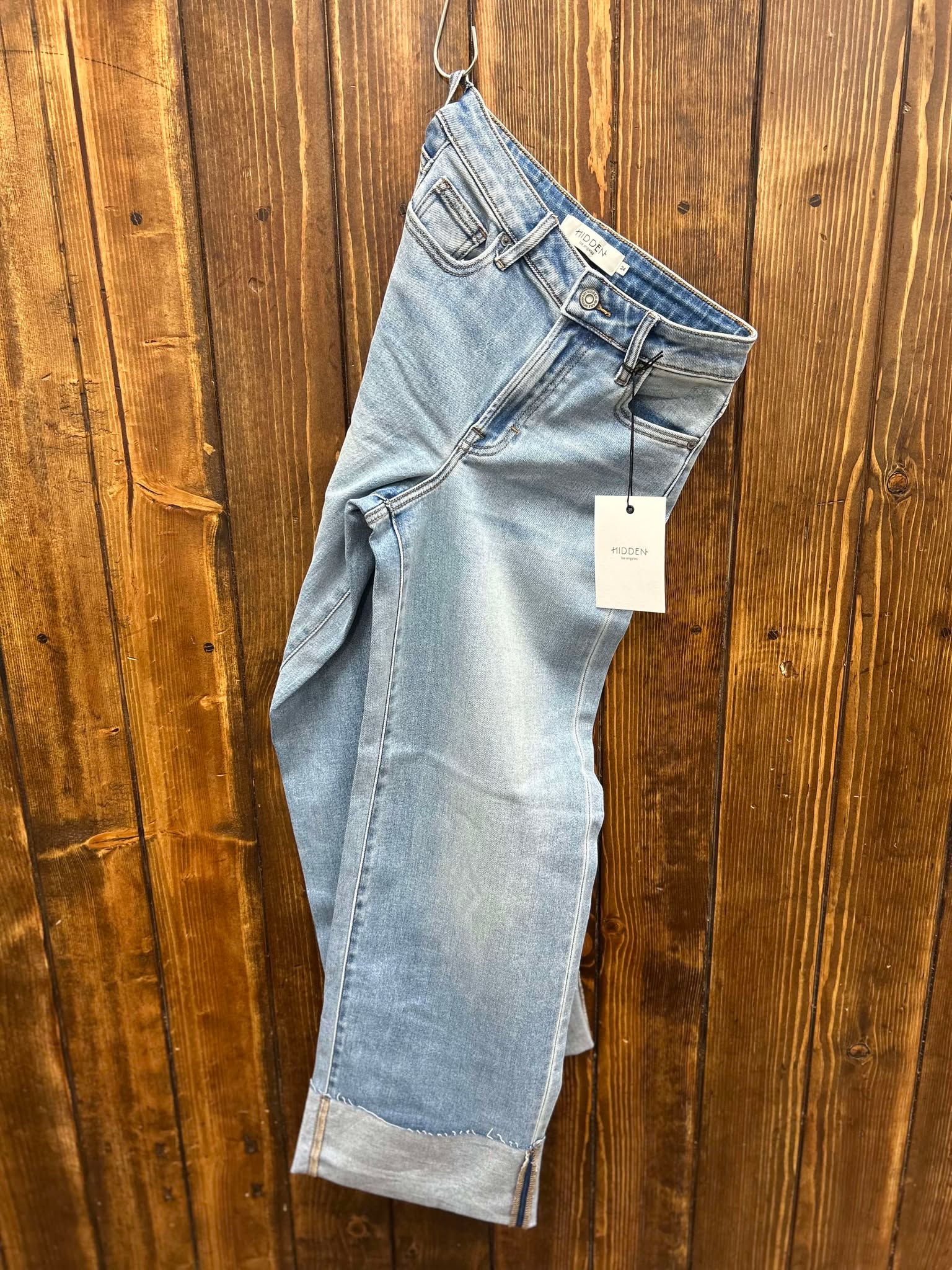 Hidden Nori High Rise Wide Leg Cuffed Jeans-Women's Denim-HIDDEN-Lucky J Boots & More, Women's, Men's, & Kids Western Store Located in Carthage, MO