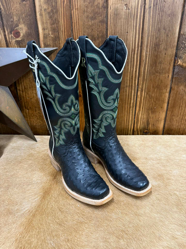 Women's R. Watson Black Full Quill Ostrich Boot-Women's Boots-R. Watson-Lucky J Boots & More, Women's, Men's, & Kids Western Store Located in Carthage, MO