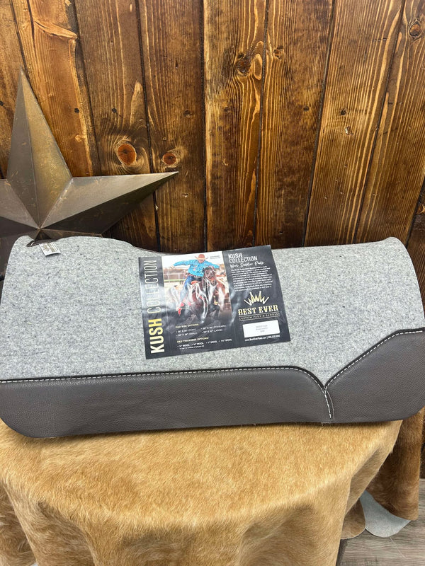 Best Ever Brown Leather 32x32 1" Kush Saddle Pad-Saddle Pads-Best Ever-Lucky J Boots & More, Women's, Men's, & Kids Western Store Located in Carthage, MO