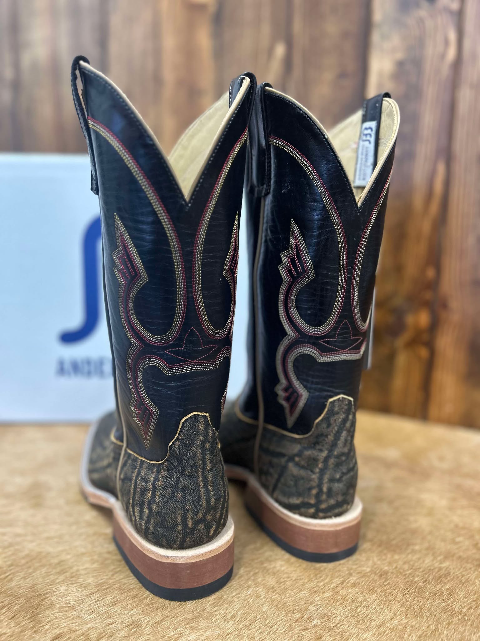 Men's Anderson Bean Antique Saddle Safari Elephant and Black Kidskin Boots-Men's Boots-Anderson Bean-Lucky J Boots & More, Women's, Men's, & Kids Western Store Located in Carthage, MO