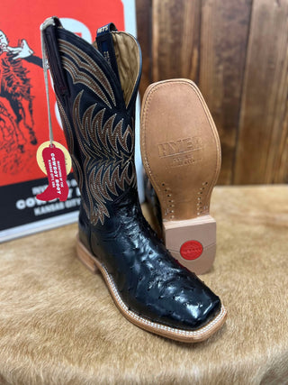 Men's Hyer Langdon Black Ostrich Boot-Men's Boots-HYER Boots-Lucky J Boots & More, Women's, Men's, & Kids Western Store Located in Carthage, MO