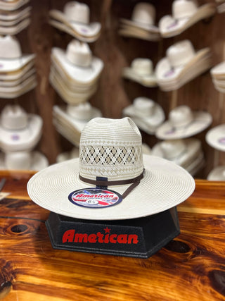 American 1011 S-Minn Straw Hat 4.5" Brim FZ Chocolate Trim-Straw Cowboy Hats-American Hat Co.-Lucky J Boots & More, Women's, Men's, & Kids Western Store Located in Carthage, MO