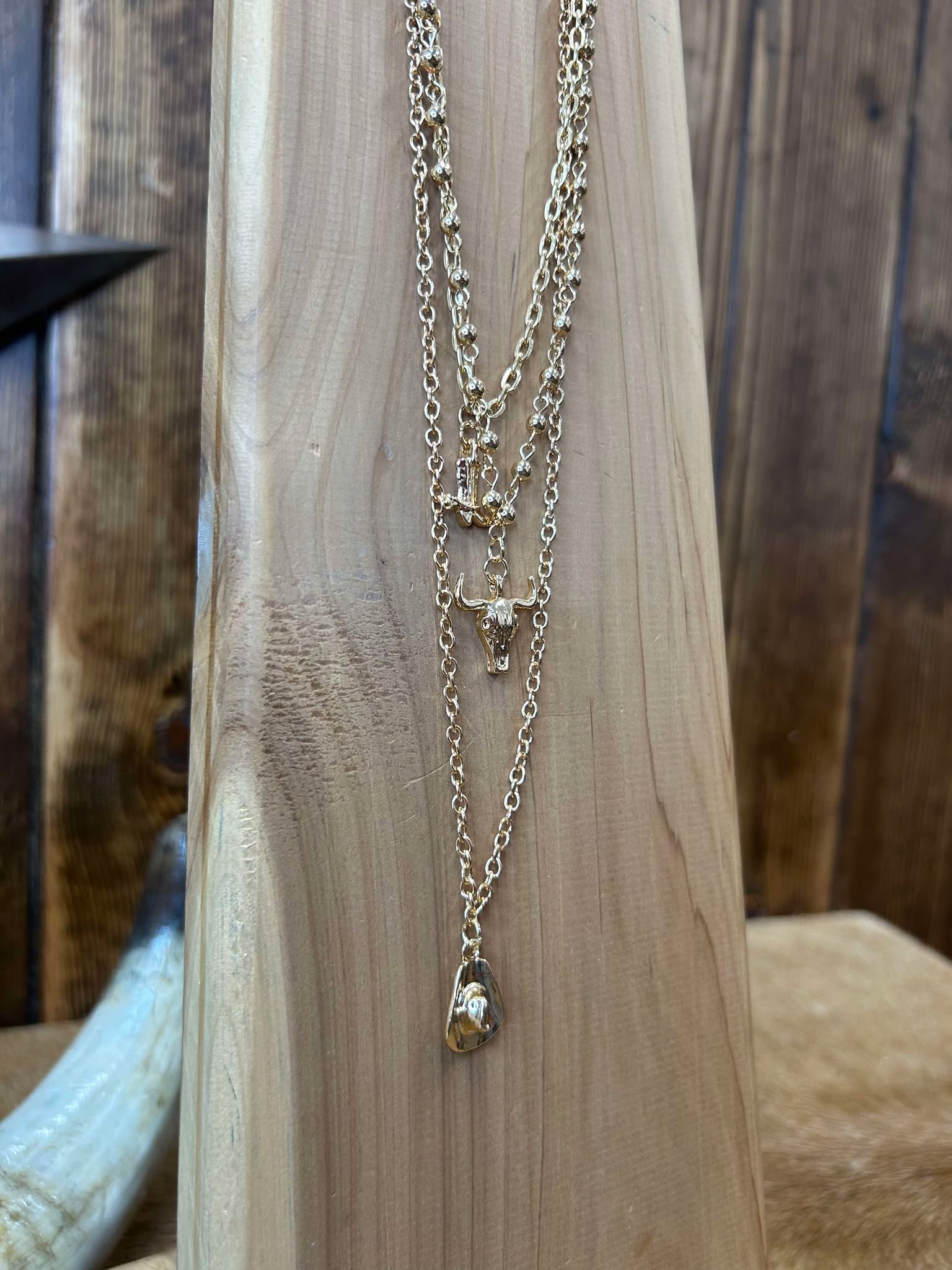 West & Co. Multi-Layer Chain Necklace-Necklaces-WEST & CO-Lucky J Boots & More, Women's, Men's, & Kids Western Store Located in Carthage, MO