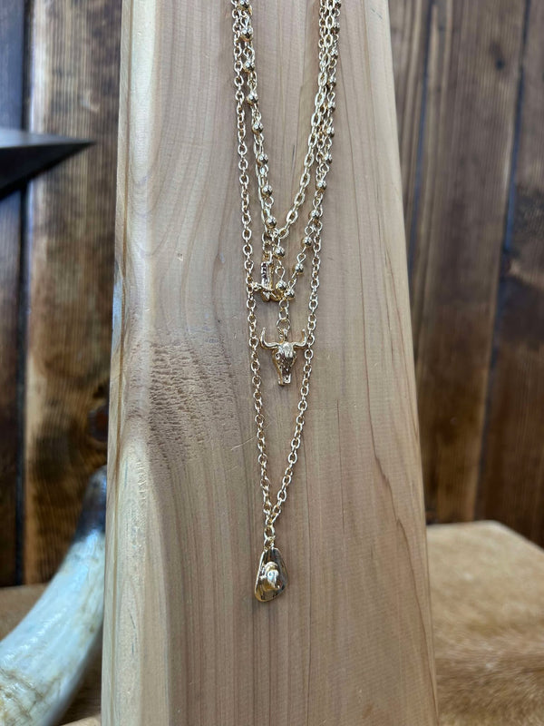 West & Co. Multi-Layer Chain Necklace-Necklaces-WEST & CO-Lucky J Boots & More, Women's, Men's, & Kids Western Store Located in Carthage, MO