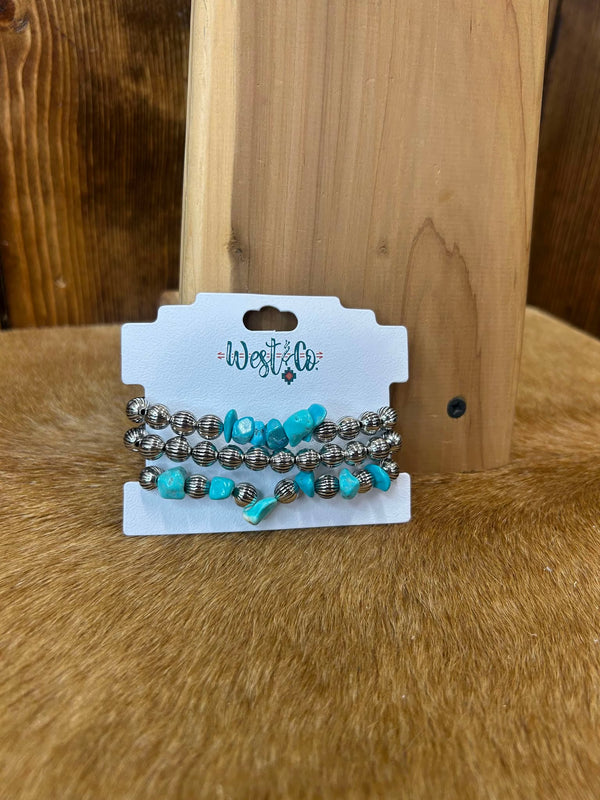 West & Co. Turquoise Chunk Bracelet-Bracelets-WEST & CO-Lucky J Boots & More, Women's, Men's, & Kids Western Store Located in Carthage, MO