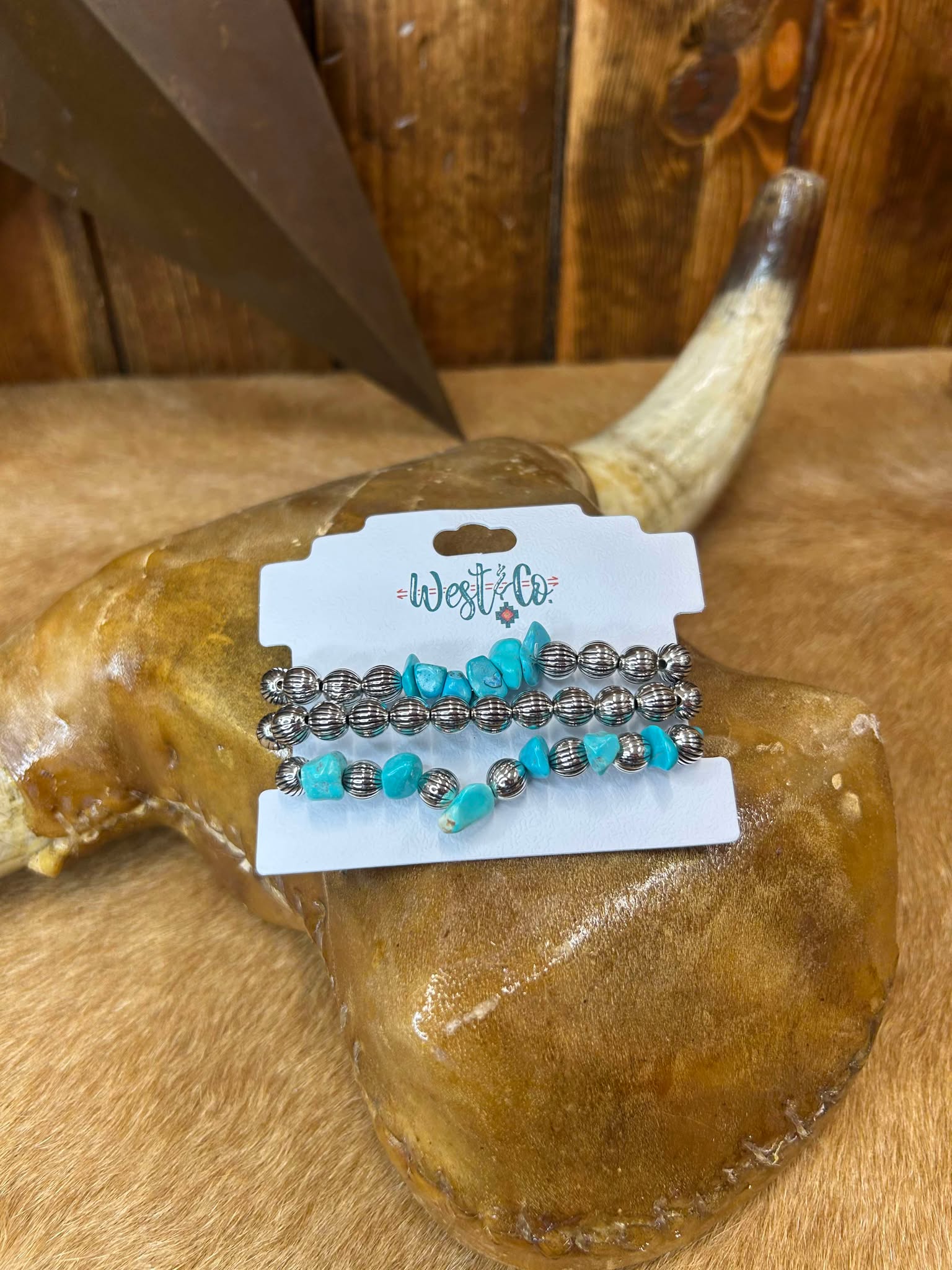 West & Co. Turquoise Chunk Bracelet-Bracelets-WEST & CO-Lucky J Boots & More, Women's, Men's, & Kids Western Store Located in Carthage, MO