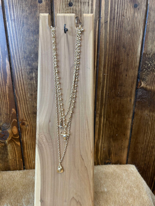 West & Co. Multi-Layer Chain Necklace-Necklaces-WEST & CO-Lucky J Boots & More, Women's, Men's, & Kids Western Store Located in Carthage, MO