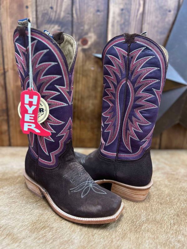 Women's Hyer Rose Hill Brown Roughout Boot-Women's Boots-HYER Boots-Lucky J Boots & More, Women's, Men's, & Kids Western Store Located in Carthage, MO