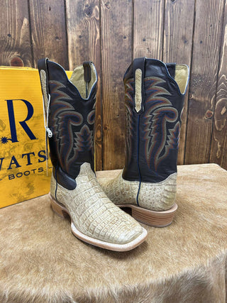 Men's R. Watson Saddle Caiman Belly Boot-Men's Boots-R. Watson-Lucky J Boots & More, Women's, Men's, & Kids Western Store Located in Carthage, MO