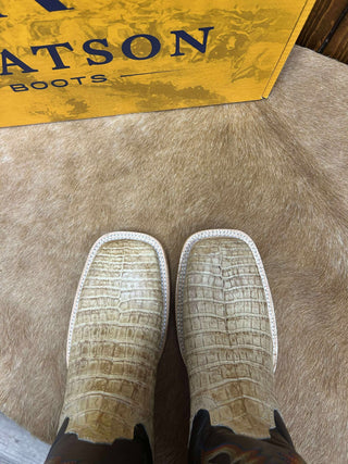 Men's R. Watson Saddle Caiman Belly Boot-Men's Boots-R. Watson-Lucky J Boots & More, Women's, Men's, & Kids Western Store Located in Carthage, MO