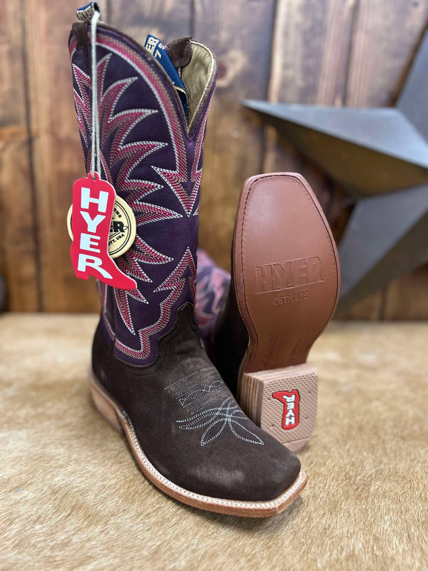 Women's Hyer Rose Hill Brown Roughout Boot-Women's Boots-HYER Boots-Lucky J Boots & More, Women's, Men's, & Kids Western Store Located in Carthage, MO