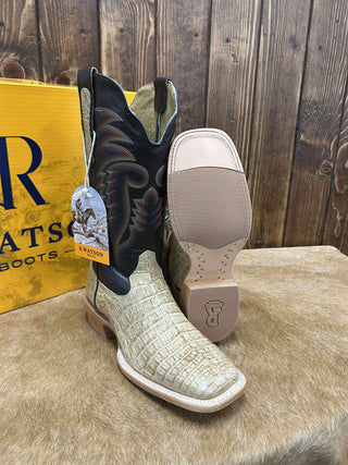Men's R. Watson Saddle Caiman Belly Boot-Men's Boots-R. Watson-Lucky J Boots & More, Women's, Men's, & Kids Western Store Located in Carthage, MO