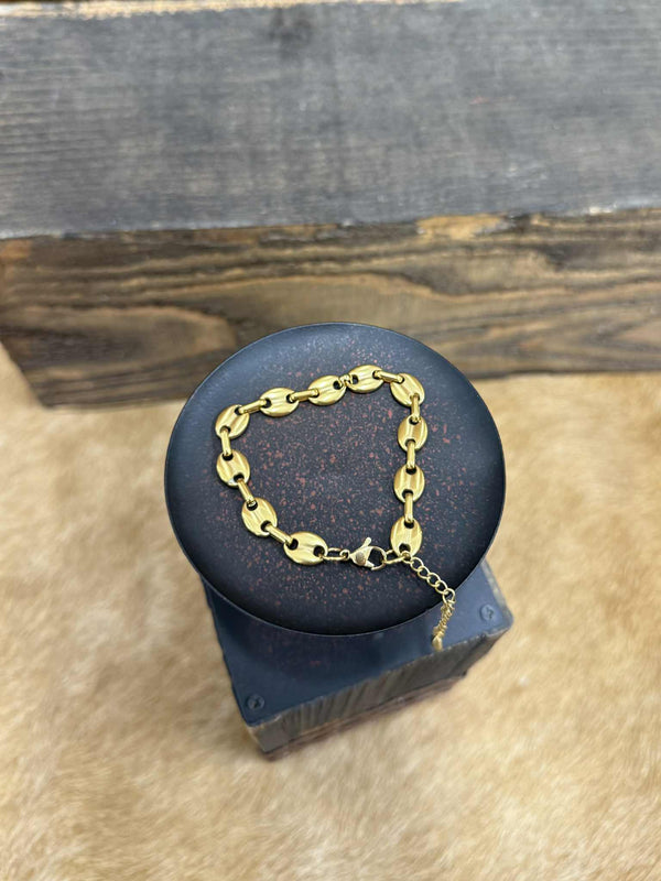 Gold Mariner Chain Link Bracelet-Bracelets-LJ Fashion Jewelry-Lucky J Boots & More, Women's, Men's, & Kids Western Store Located in Carthage, MO