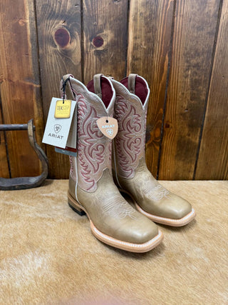 Ariat women's boots, Frontier Drift, square toe cowgirl boots, caramelized leather boots, comfortable western footwear, TekStep technology, iridescent cowboy boots.