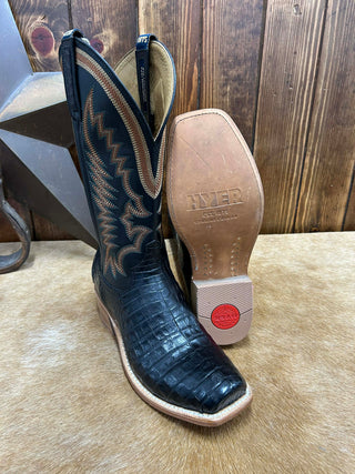 Men's Hyer Pratt Black Caiman Boot-Men's Boots-HYER Boots-Lucky J Boots & More, Women's, Men's, & Kids Western Store Located in Carthage, MO