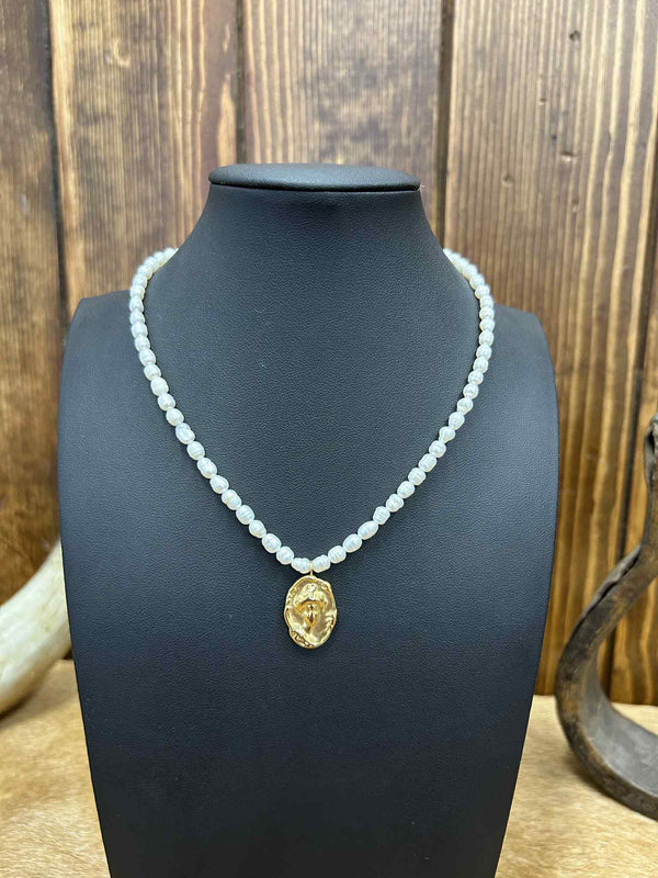 Gold Pearl Necklace-Necklaces-LJ Fashion Jewelry-Lucky J Boots & More, Women's, Men's, & Kids Western Store Located in Carthage, MO