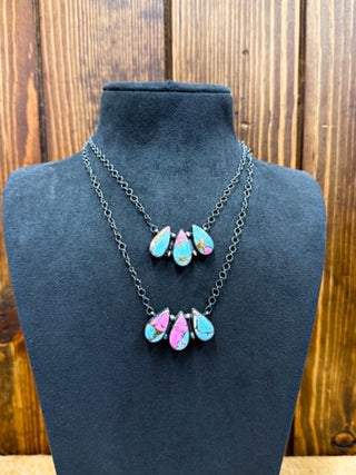 Hayley Necklace, Cotton Candy Stone, J Frank Jewelry, Sterling Silver Necklace, Artisan Silver Jewelry, Southwestern Necklace, Colorful Stone Pendant, Handcrafted Jewelry, Boho Statement Necklace
