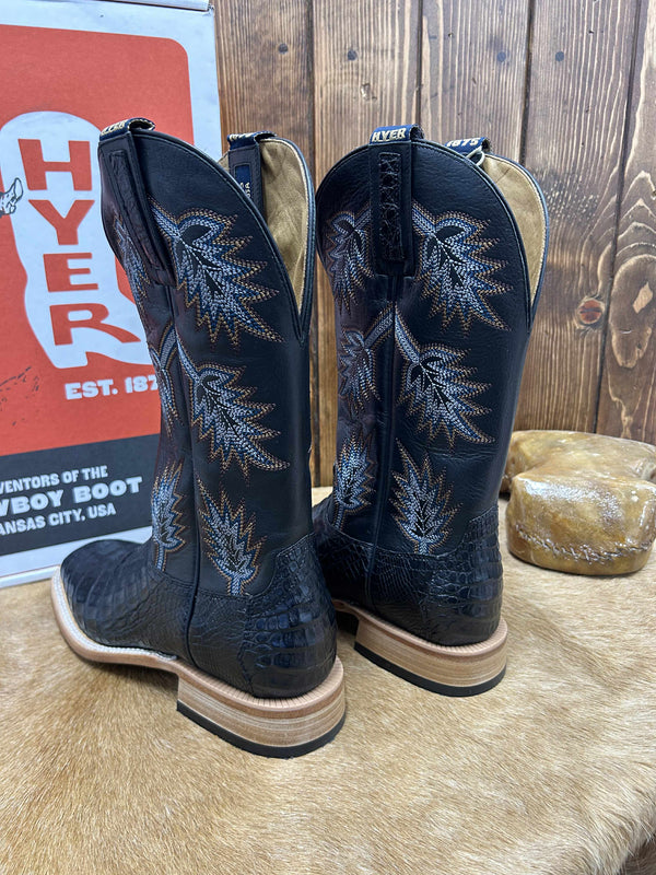 Men's Hyer Russell Black Caiman Boot-Men's Boots-HYER Boots-Lucky J Boots & More, Women's, Men's, & Kids Western Store Located in Carthage, MO