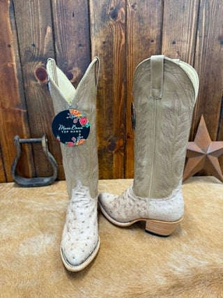 Macie Bean, Women's Ostrich Boots, Full Quill Ostrich, Tall Cowboy Boots, Exotic Leather Boots, Tan Western Boots, Macie Bean M4006, Roper Heel Boots.