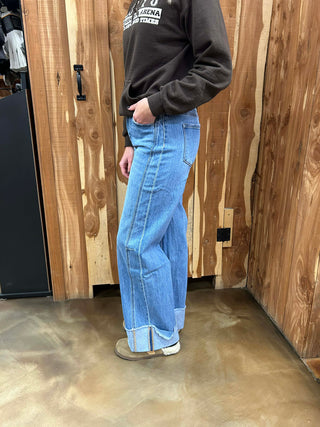 Vervet Claire High Rise Cuffed Wide Leg Jean-Women's Denim-Flying Monkey-Lucky J Boots & More, Women's, Men's, & Kids Western Store Located in Carthage, MO