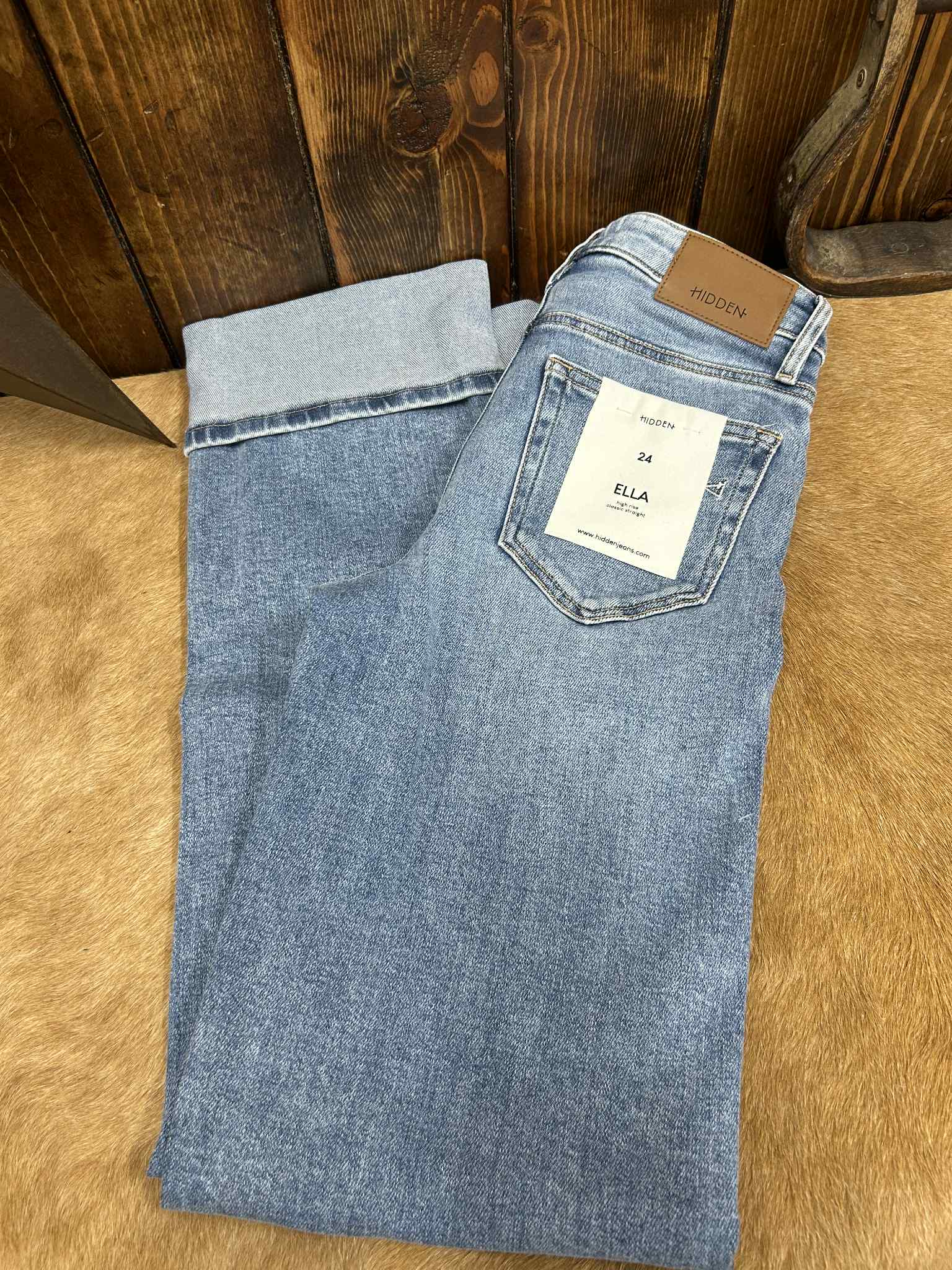 Hidden Gracyn High Rise Straight Leg Cuff Jean-Women's Denim-HIDDEN-Lucky J Boots & More, Women's, Men's, & Kids Western Store Located in Carthage, MO