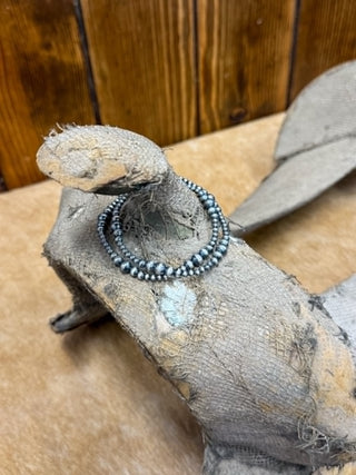 Navajo pearls, sterling silver bracelet, handstrung jewelry, Southwest style, minimalist silver beads, dainty pearl bracelet, artisan handmade jewelry.