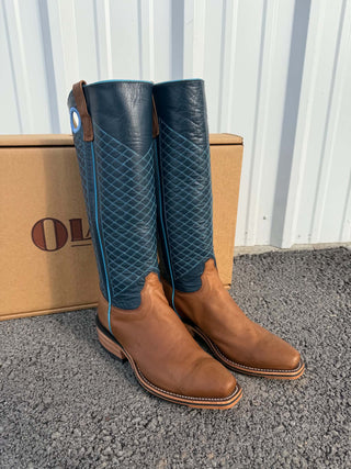 Olathe Boots, Men's Western Boots, Tall Cowboy Boots, Remuda Toast Leather, Blue Buffalo Boots, Hybrid Sole Western Boots, Handmade Cowboy Boots, 15 Inch Cowboy Boots, Working Ranch Boots.