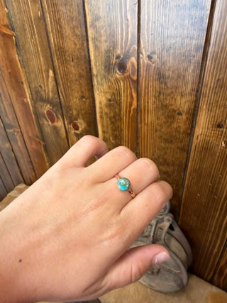 Copper turquoise ring, hand-stamped jewelry, boho stacking rings, Southwestern style ring, artisan turquoise jewelry, Alice stacker ring, handcrafted copper ring, western jewelry for women.