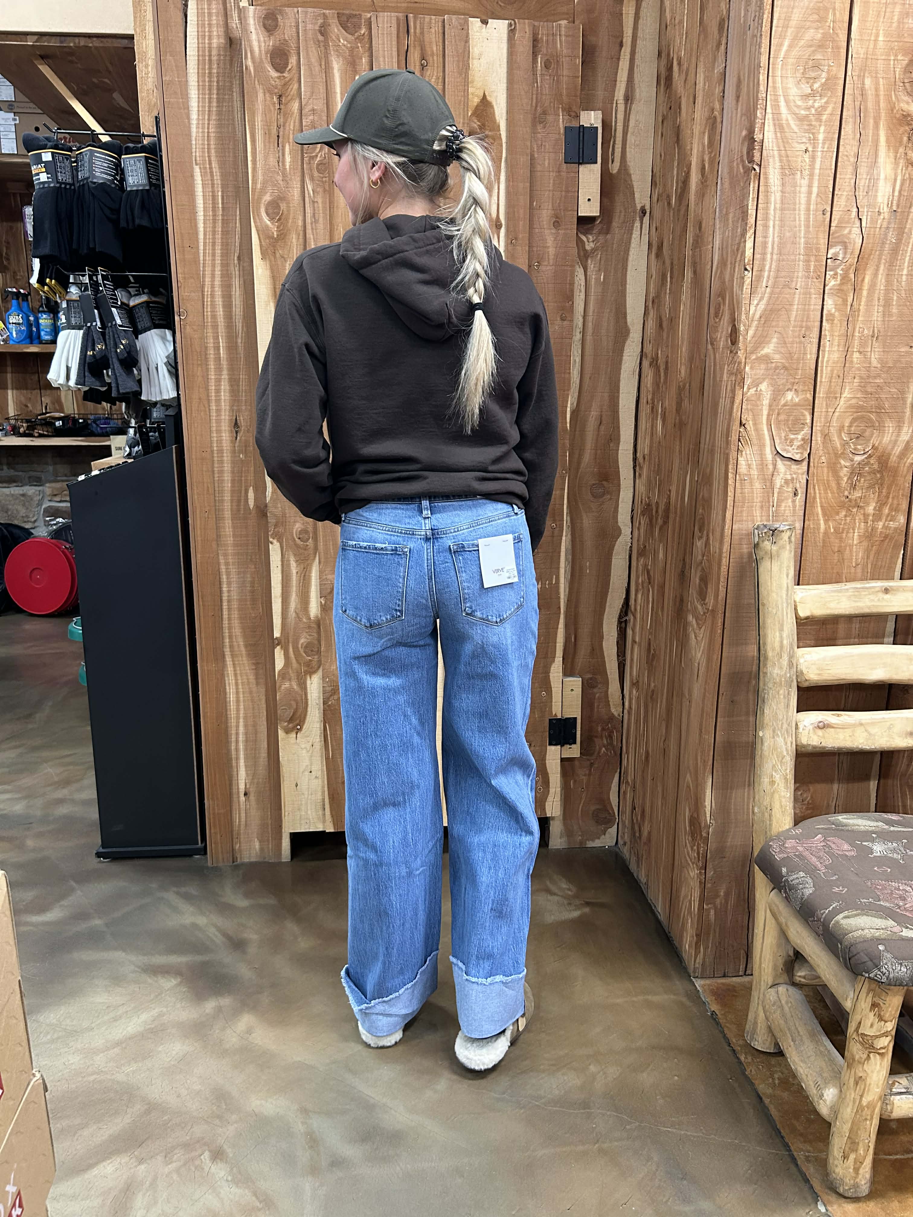Vervet Claire High Rise Cuffed Wide Leg Jean-Women's Denim-Flying Monkey-Lucky J Boots & More, Women's, Men's, & Kids Western Store Located in Carthage, MO