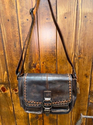 STS Ranchwear, chocolate leather bag, western hobo bag, saddlebag purse, distressed leather handbag, Bandera hobo bag, luxury western accessories