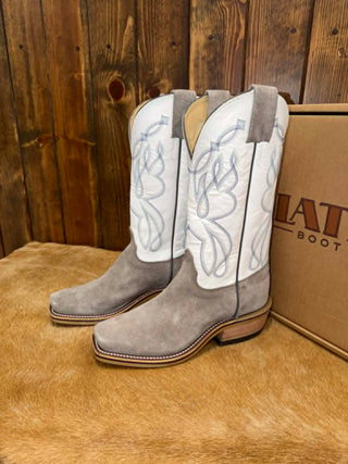 Olathe Boots, Smoked Bacon Leather, Men's Western Boots, Roughout Cowboy Boots, Oxbow Sole Boots, Handmade Cowboy Boots, Square Toe Western Boots, Olathe Smoked Bacon