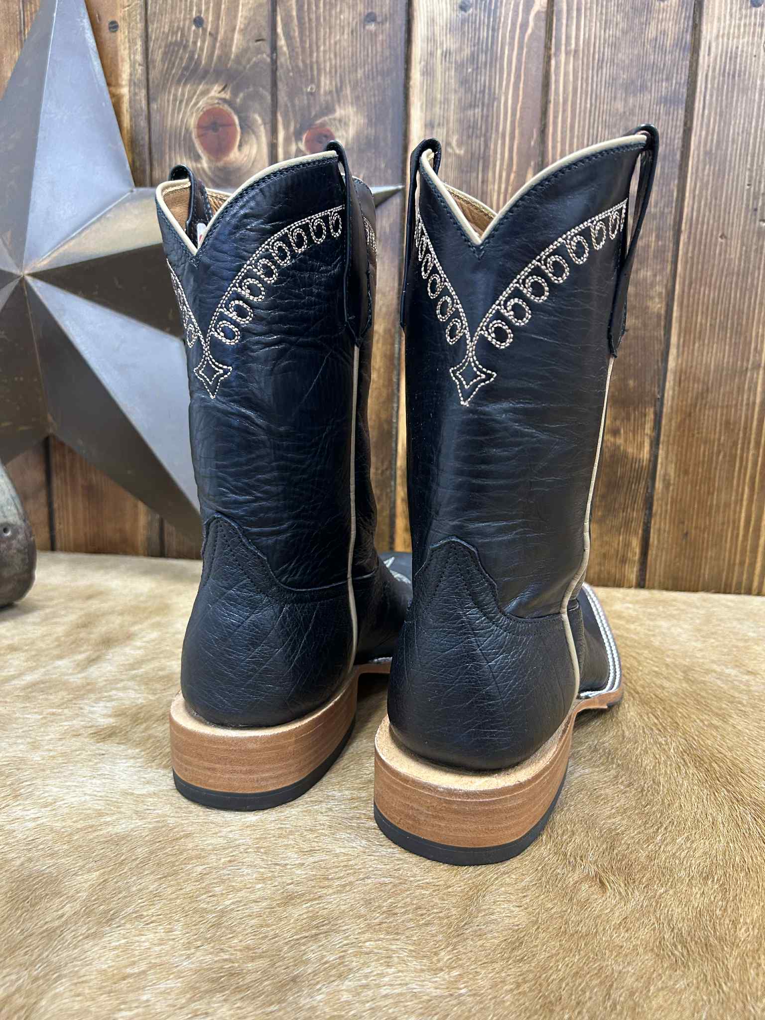 Men's Rios of Mercedes Black Smooth Quill Ostrich Boot-Men's Boots-Rios of Mercedes-Lucky J Boots & More, Women's, Men's, & Kids Western Store Located in Carthage, MO