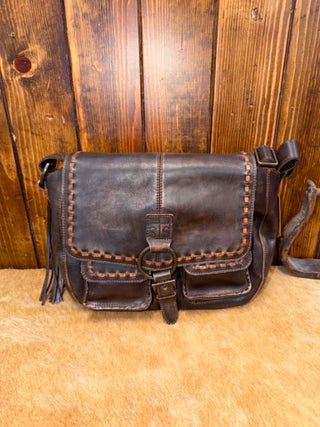 STS Ranchwear, chocolate leather bag, western hobo bag, saddlebag purse, distressed leather handbag, Bandera hobo bag, luxury western accessories