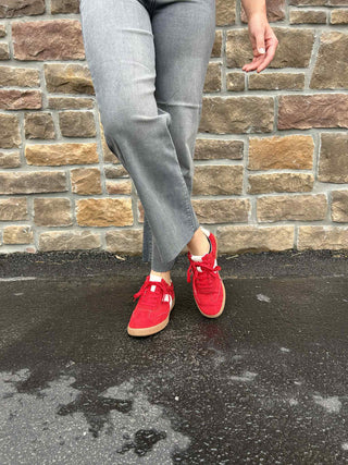 Corkys Spoiler Alert Sneakers in Red Faux Suede-Women's Casual Shoes-Corkys Footwear-Lucky J Boots & More, Women's, Men's, & Kids Western Store Located in Carthage, MO