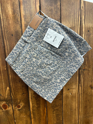 Women's Hidden Peyton High Rise Cheetah Skirt-Women's Denim-HIDDEN-Lucky J Boots & More, Women's, Men's, & Kids Western Store Located in Carthage, MO