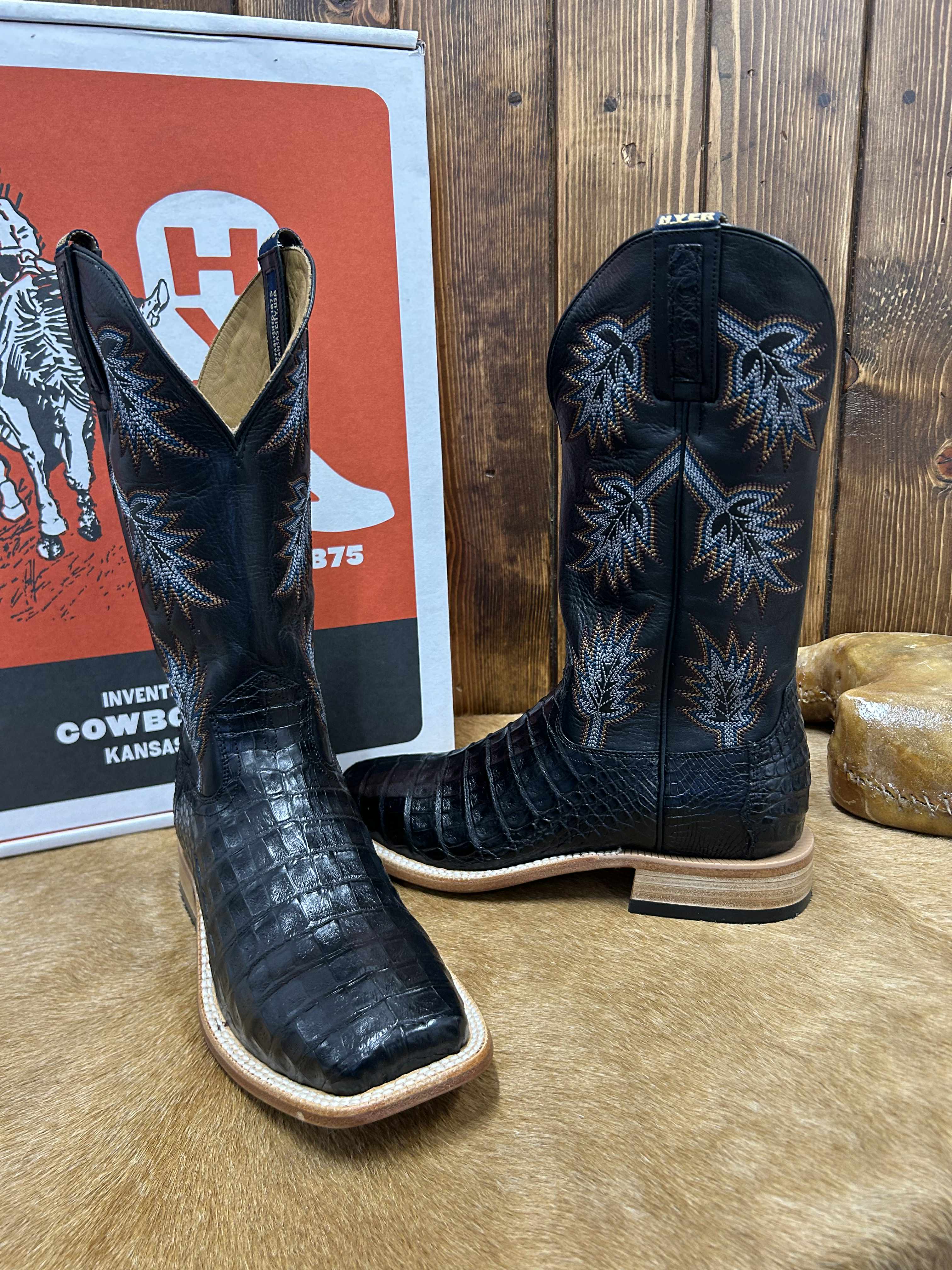 Men's Hyer Russell Black Caiman Boot-Men's Boots-HYER Boots-Lucky J Boots & More, Women's, Men's, & Kids Western Store Located in Carthage, MO