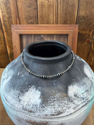 Navajo pearl necklace, graduated bead necklace, 16 inch western necklace, southwestern jewelry, silver pearl necklace, handmade style jewelry, western layering pieces, Kiara necklace