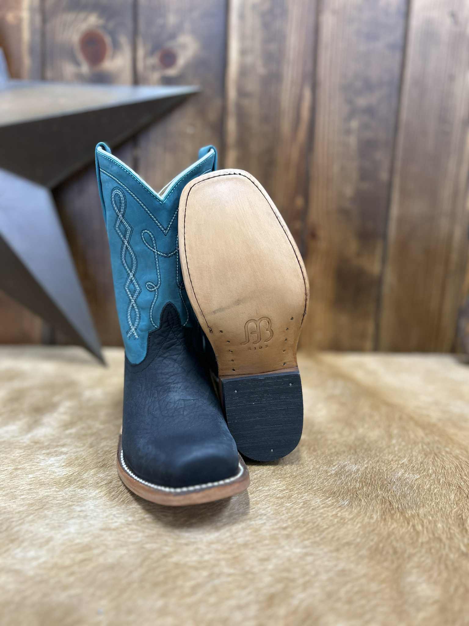 Kids Anderson Bean Black Oiled Shoulder Boot-Kids Boots-Anderson Bean-Lucky J Boots & More, Women's, Men's, & Kids Western Store Located in Carthage, MO