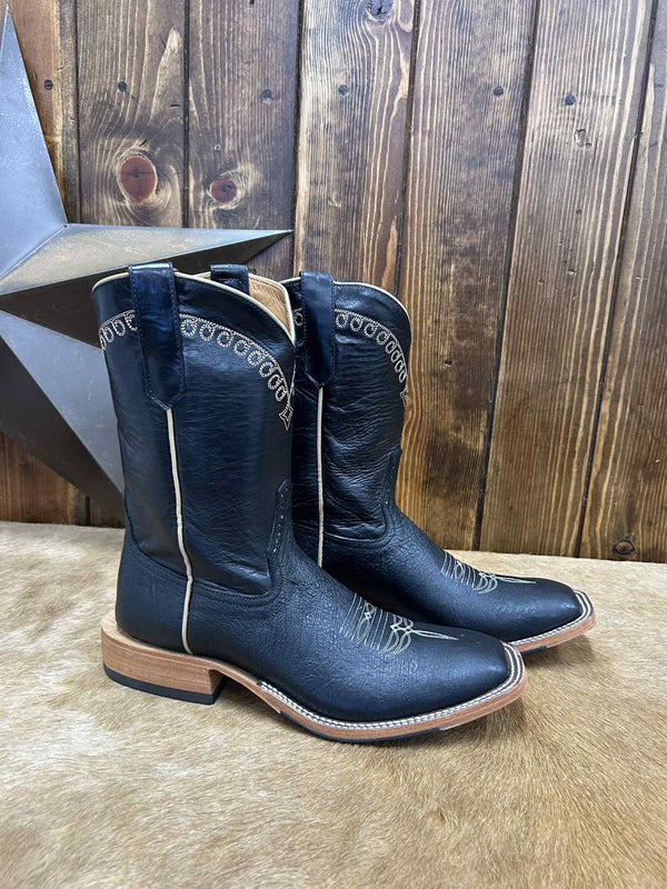 Men's Rios of Mercedes Black Smooth Quill Ostrich Boot-Men's Boots-Rios of Mercedes-Lucky J Boots & More, Women's, Men's, & Kids Western Store Located in Carthage, MO