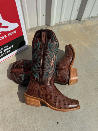 Women's Hyer Colby Tobacco Full Quill Waxy Ostrich Boot