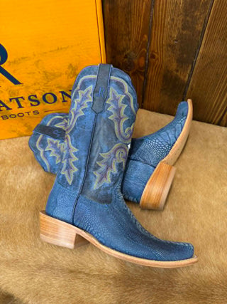 Men's R. Watson Blue Jean Sueded Ostrich Leg Boot