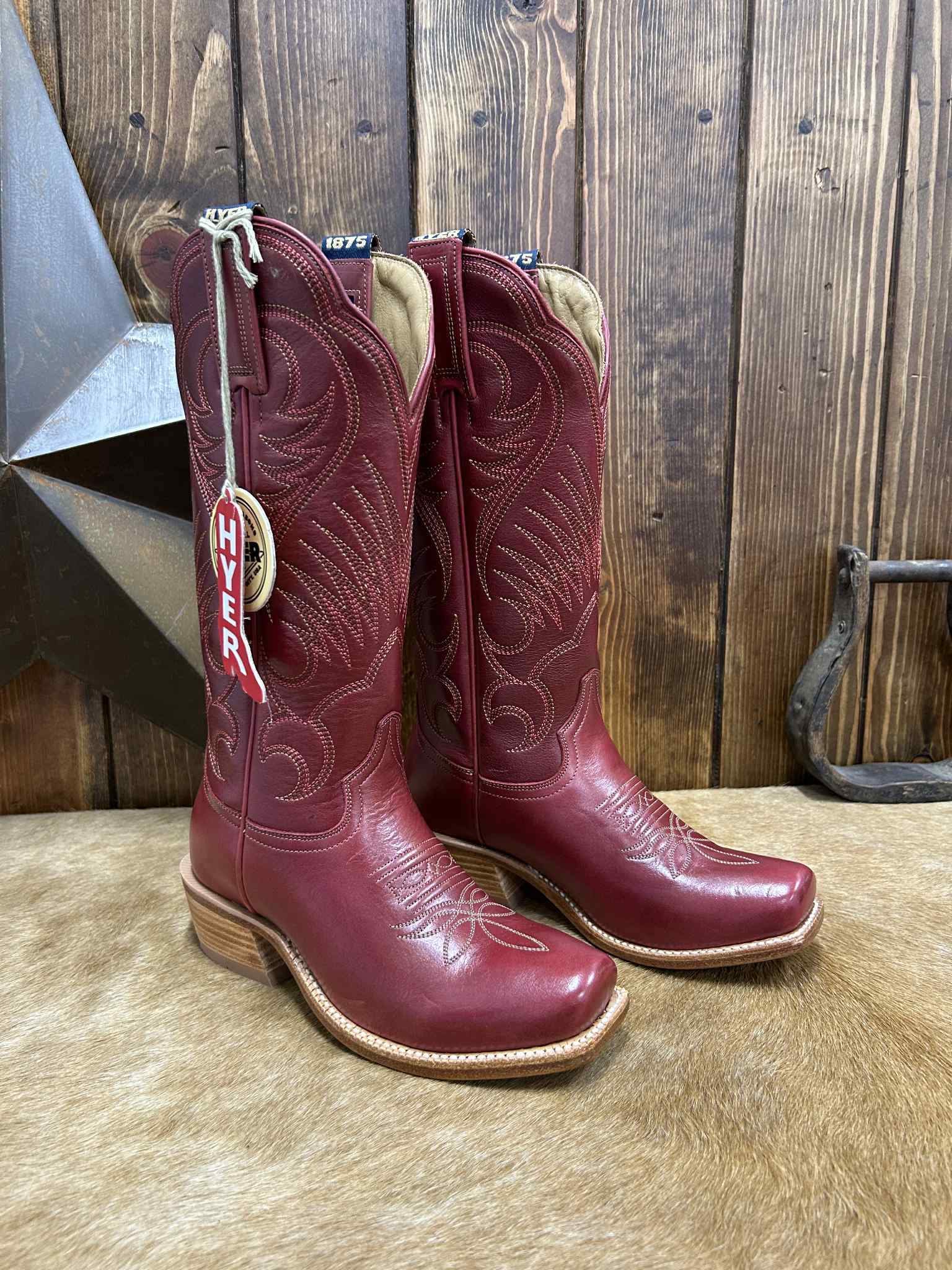 Women's Hyer Leawood Red Cowhide Boot-Women's Boots-HYER Boots-Lucky J Boots & More, Women's, Men's, & Kids Western Store Located in Carthage, MO