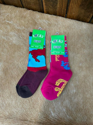 Kids socks, performance boot socks, western kids clothing, durable children's socks, Lucky Chuck, cowboy boot socks for kids, breathable kids socks.