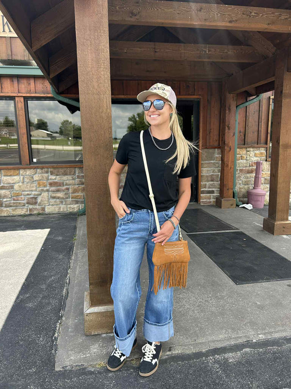 Women's Vervet Sloan Super High Rise Cuffed Baggy Wide Leg Jean-Women's Denim-Flying Monkey-Lucky J Boots & More, Women's, Men's, & Kids Western Store Located in Carthage, MO