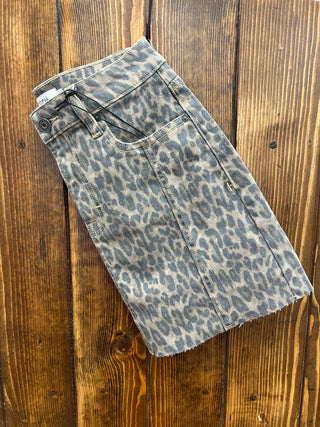 Women's Hidden Peyton High Rise Cheetah Skirt-Women's Denim-HIDDEN-Lucky J Boots & More, Women's, Men's, & Kids Western Store Located in Carthage, MO